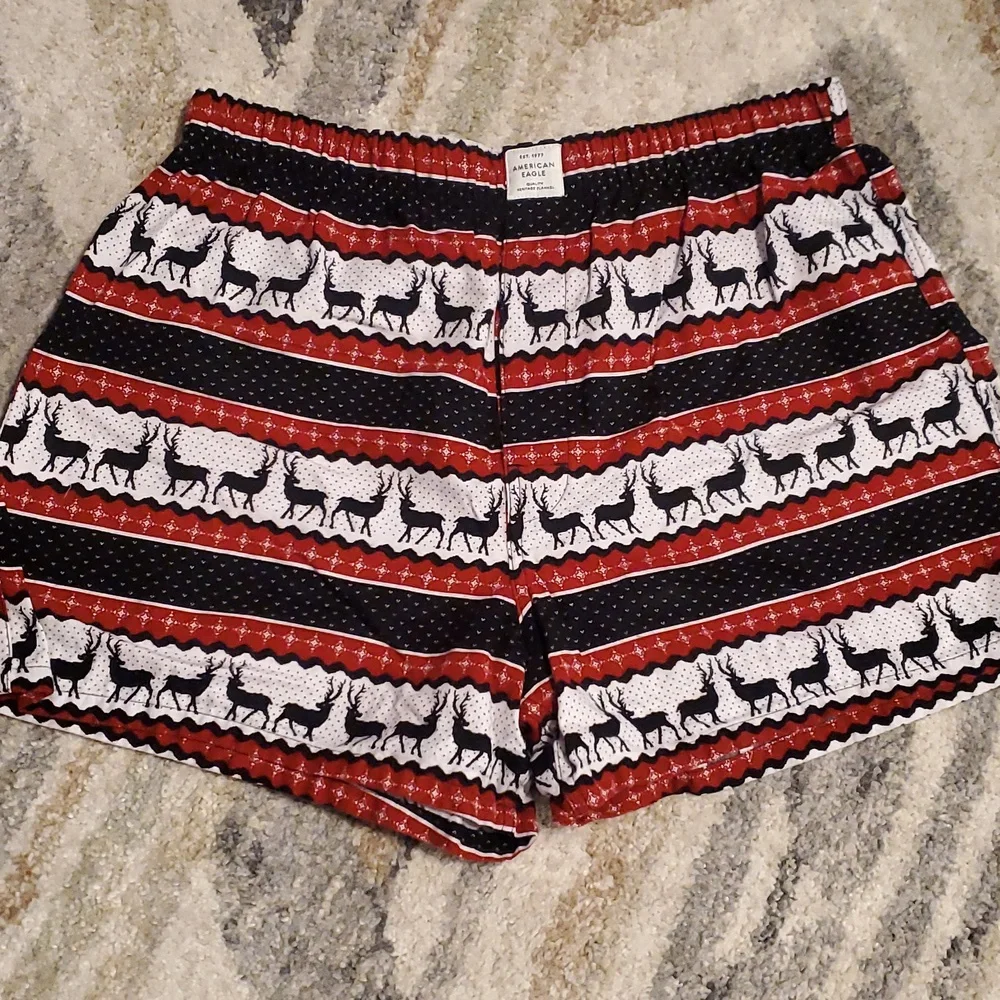 Mens American Eagle holiday Reindeer Print Flannel Boxers Size L